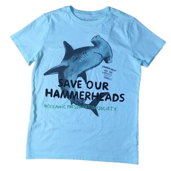 Gymboree Girls' Light Aqua Hammerhead Shark T-Shirt – Size 10-12 – 100% Cotton – - Picture 1 of 2